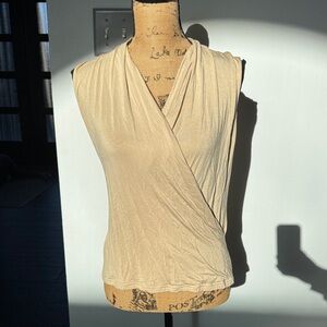 Tan Sleeveless Wrap Top